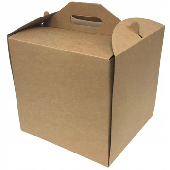 Pudełko na tort wysoki z rączką o 26x26x32 cm  kraft