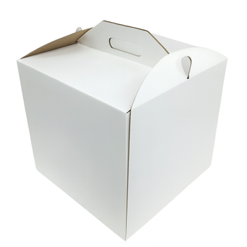 Pudełko na tort z rączką 22x22x25 cm białe