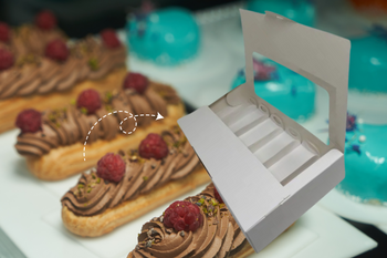 Pudełko na 6 eklerów 30x17,5x6 cm białe