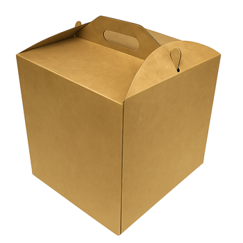 Pudełko na tort z rączką 30x30x28 cm brązowe kraft