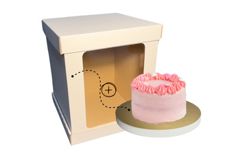 Zestaw pudełko okienkiem na bento 19x19x23 cm z podkładem styrodurowym 18 cm