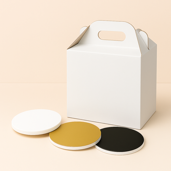 Zestaw opakowanie na tort 24x24x25 + podkład styrodurowy 24 cm