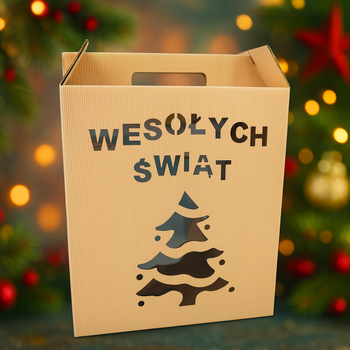 Ozdobne pudełko na prezenty kuferek 27 x15x 32 cm eco prążkowane