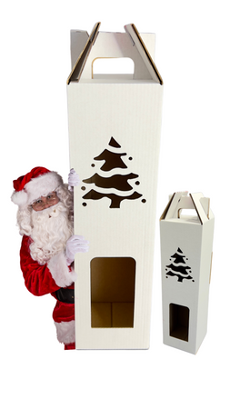 Pudełko na wino białe z choinką 4-elementową