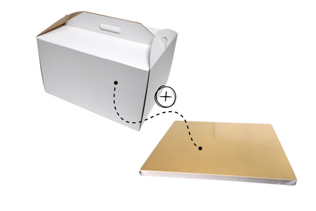 Zestaw Pudełko na tort 42x32x25 cm białe z  podkładem pod tort styrodurowy 30x40 cm