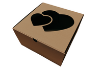 Pudełko na tort, ciasto typu sweetbox dwa serca 25x25x14 cm brązowe kraft