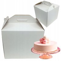 Pudełko na tort z rączką 28x28x25 cm białe