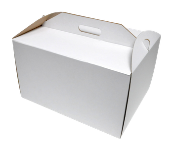 Pudełko na torty wysokie z tektury z rączką 42x32x25 cm prostokątne białe