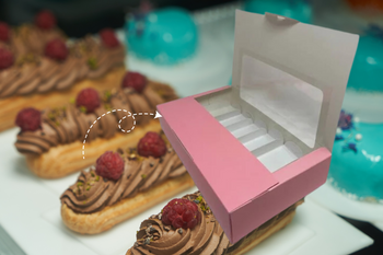 Pudełko na 6 eklerów 30x17,5x6 cm różowe